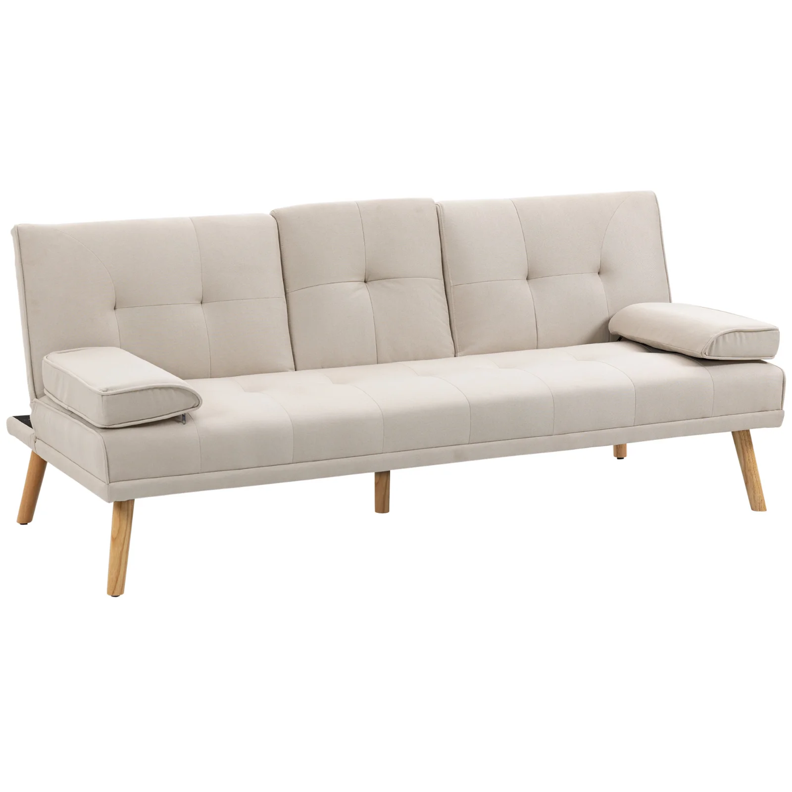 HOMCOM Canapea extensibila extensibila cu 3 locuri in stil scandinav, cu 2 cotiere detasabile si tapiterie, bej | Aosom Romania HOMCOM Canapea extensibila extensibila cu 3 locuri in stil scandinav, cu 2 cotiere detasabile si tapiterie, bej | Aosom Romania