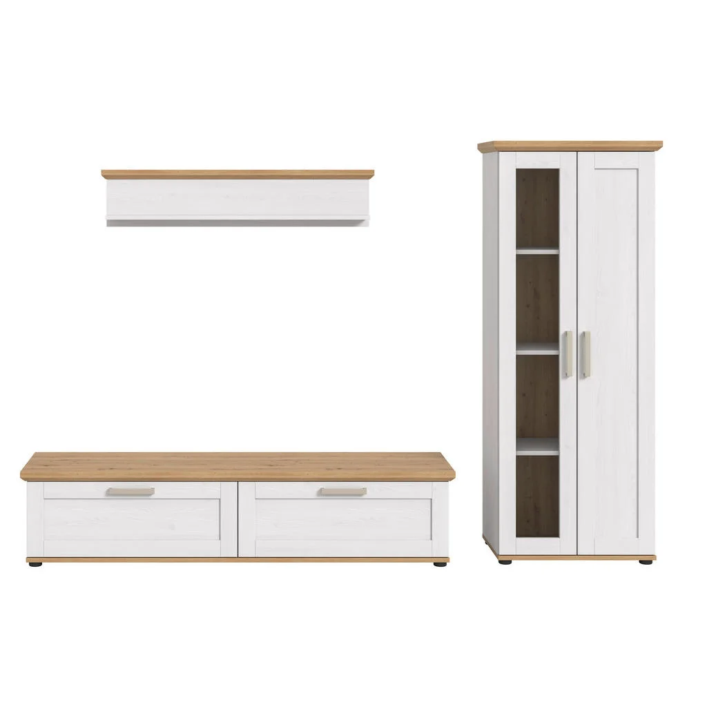 Set Mobilă Living, 3 piese, stejar Artisan, alb, 240/161/40 cm Set Mobilă Living, 3 piese, stejar Artisan, alb, 240/161/40 cm