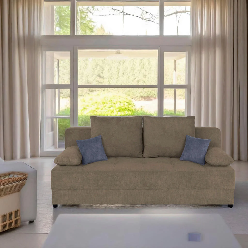 Canapea Extensibilă, textil, material pe bază de lemn, maro Canapea Extensibilă, textil, material pe bază de lemn, maro