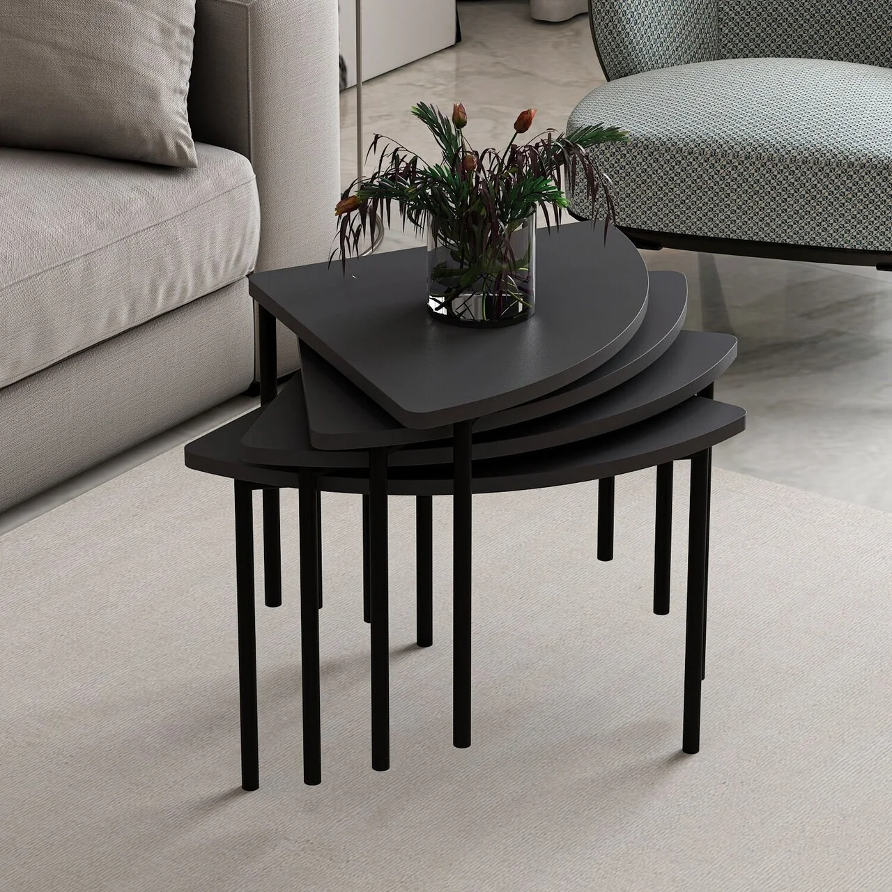 Masuta de cafea, Hanah Home, Emma, 90x42x42 cm, Antracit Masuta de cafea, Hanah Home, Emma, 90x42x42 cm, Antracit
