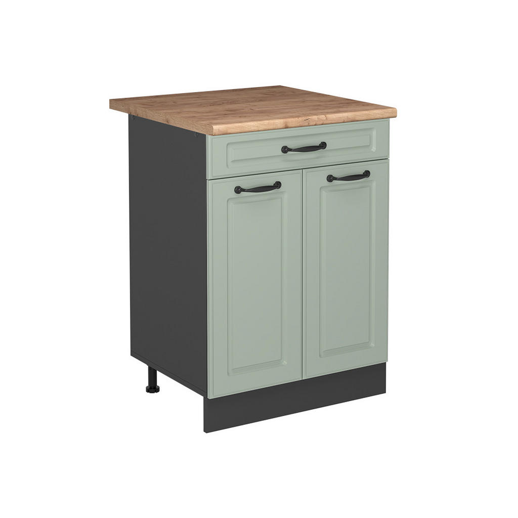 DULAP DE BAZĂ DE BUCĂTĂRIE R-Line, Casă de țară Mint/antracit, 60 cm cu sertar стільниця Золотий дуб DULAP DE BAZĂ DE BUCĂTĂRIE R-Line, Casă de țară Mint/antracit, 60 cm cu sertar стільниця Золотий дуб