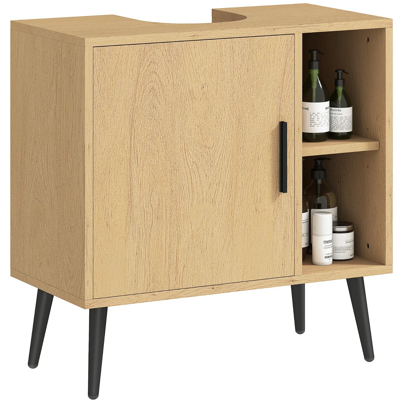 HOMCOM Mobilier sub chiuvetă baie cu ușă cu închidere progresivă și raft reglabil, 60 x 30 x 59,5 cm, stejar | Aosom Romania HOMCOM Mobilier sub chiuvetă baie cu ușă cu închidere progresivă și raft reglabil, 60 x 30 x 59,5 cm, stejar | Aosom Romania