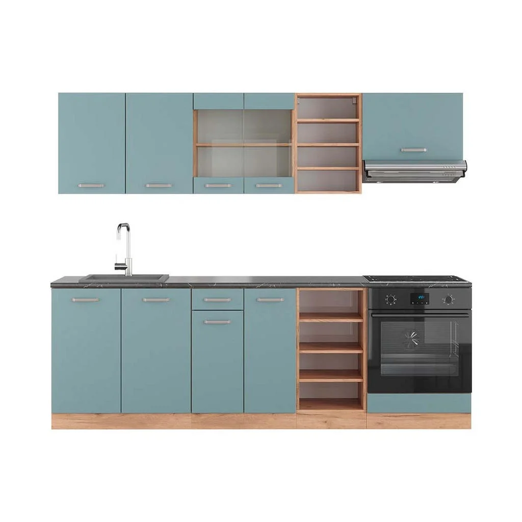 KITCHENETTE R-Line Stejar albastru-gri/Goldkraft 240 cm , AP Antracit KITCHENETTE R-Line Stejar albastru-gri/Goldkraft 240 cm , AP Antracit