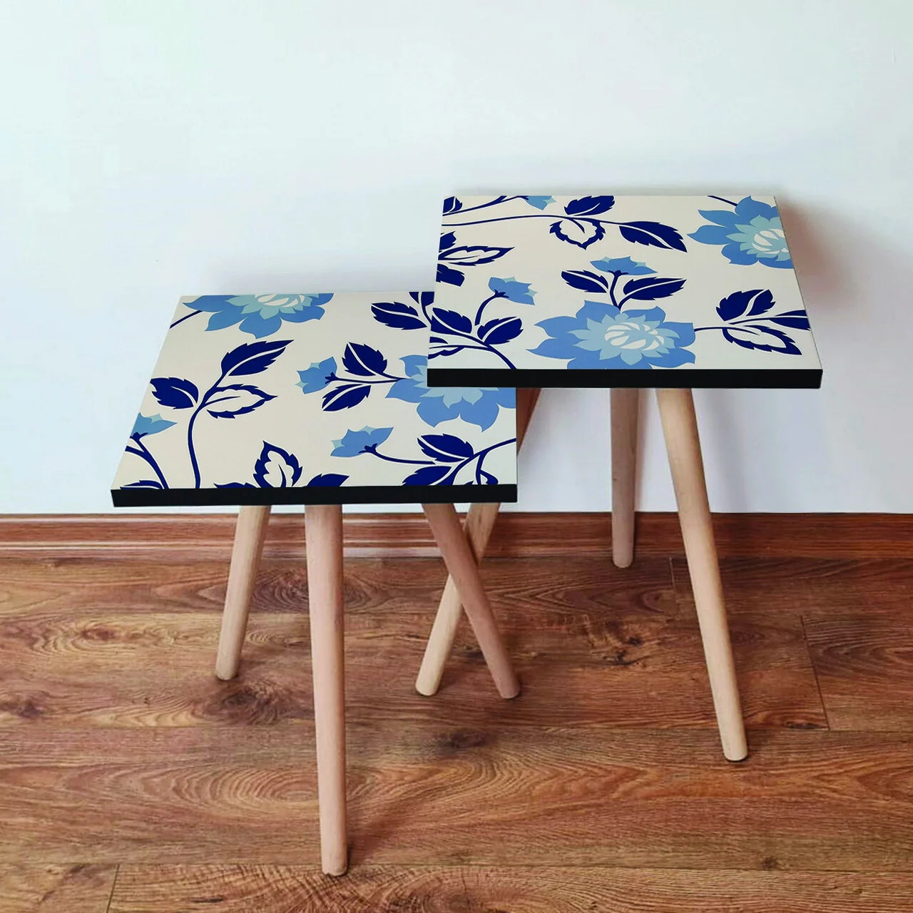 Set masute 2 piese, Hanah Home, 2Shp62, Bleumarin / Albastru / Bej Set masute 2 piese, Hanah Home, 2Shp62, Bleumarin / Albastru / Bej