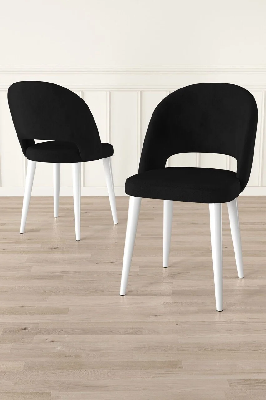 Set scaune 2 piese, Hanah Home, Pane, Alb/Negru Set scaune 2 piese, Hanah Home, Pane, Alb/Negru