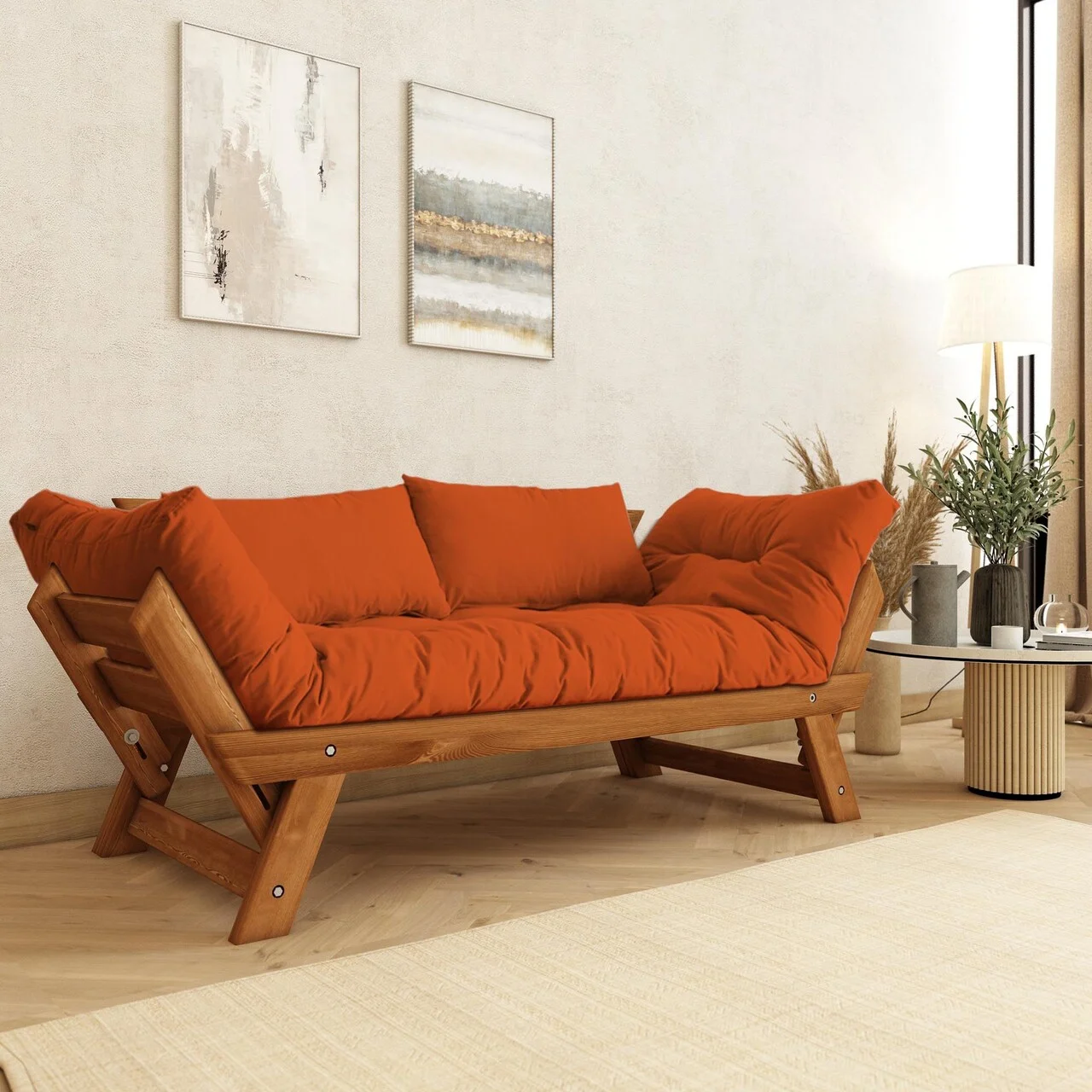 Canapea extensibila 2 locuri, Hanah Home, CPT8172-210, Tec / Portocaliu Canapea extensibila 2 locuri, Hanah Home, CPT8172-210, Tec / Portocaliu