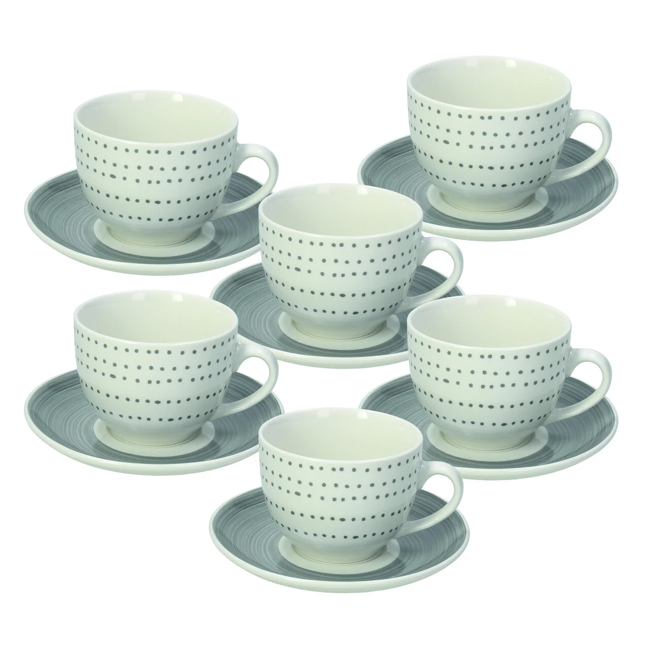 Set 6 cesti de ceai cu farfurie Madison Koonan, Tognana, 260 ml, portelan, multicolor Set 6 cesti de ceai cu farfurie Madison Koonan, Tognana, 260 ml, portelan, multicolor