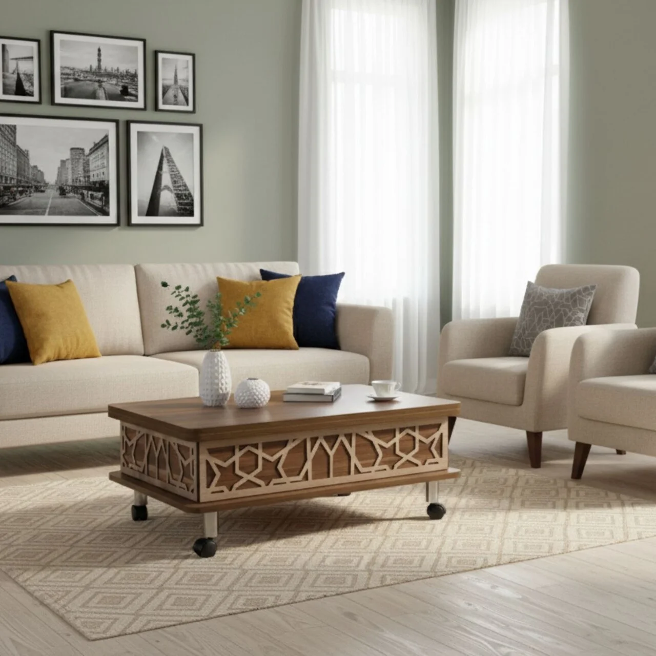 Masuta de cafea, Hanah Home, Adt, 90x40x60 cm, PAL, Maro Masuta de cafea, Hanah Home, Adt, 90x40x60 cm, PAL, Maro