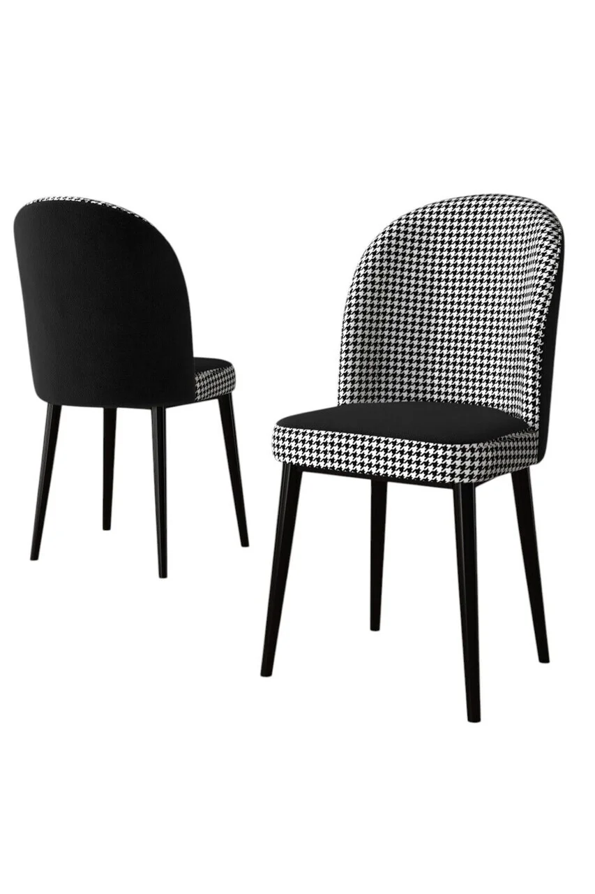 Set scaune 4 piese, Hanah Home, Kaze, Model Houndstooth / Negru Set scaune 4 piese, Hanah Home, Kaze, Model Houndstooth / Negru