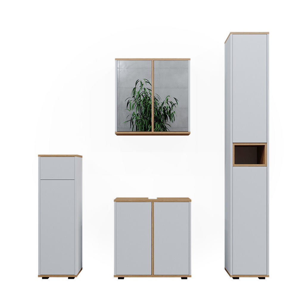 SET MOBILIER BAIE Didi, Alb/Stejar artizanal, 4 piese SET MOBILIER BAIE Didi, Alb/Stejar artizanal, 4 piese