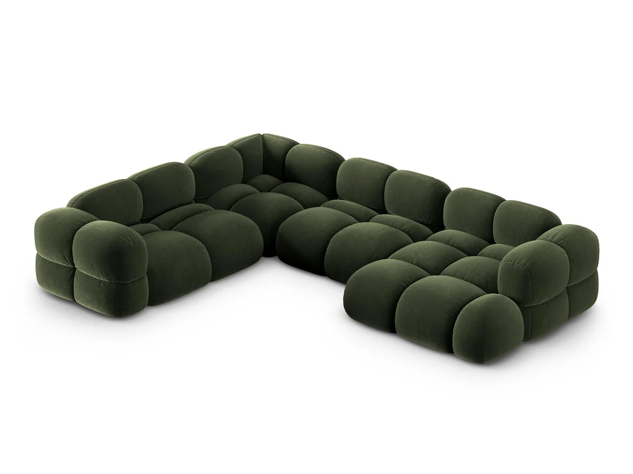 Coltar panoramic stanga 5 locuri, Loretto, Cosmopolitan Design, 345x250x68 cm, catifea, verde Coltar panoramic stanga 5 locuri, Loretto, Cosmopolitan Design, 345x250x68 cm, catifea, verde