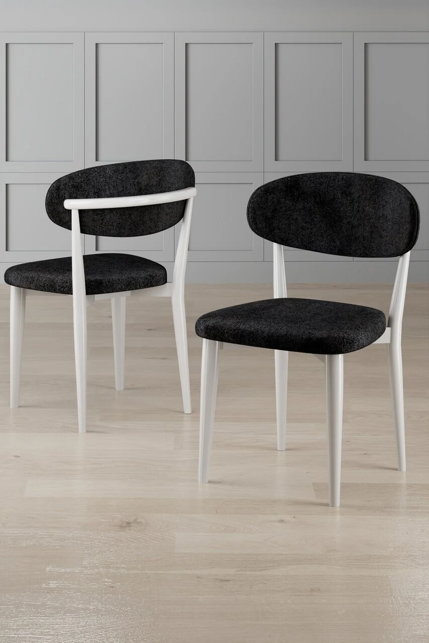 Set scaune 2 piese, Hanah Home, Onex, Alb/Negru Set scaune 2 piese, Hanah Home, Onex, Alb/Negru