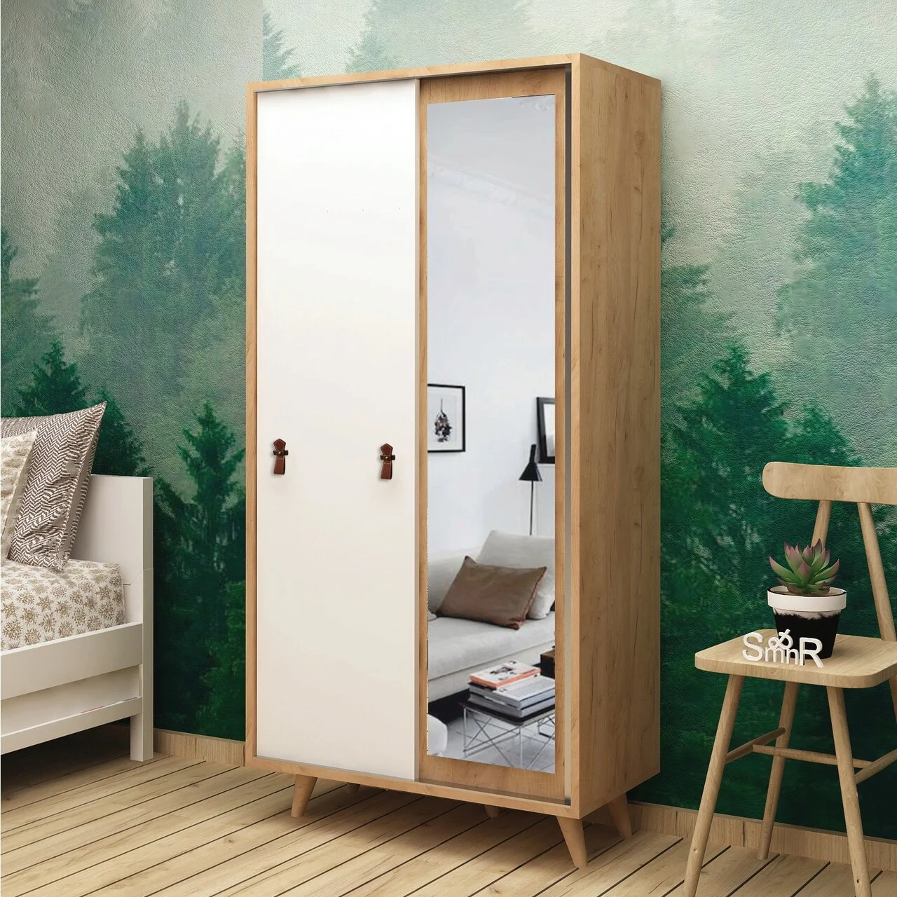 Dulap pentru haine, Hanah Home, Yahha, 100x190x60 cm, Stejar / Alb Dulap pentru haine, Hanah Home, Yahha, 100x190x60 cm, Stejar / Alb