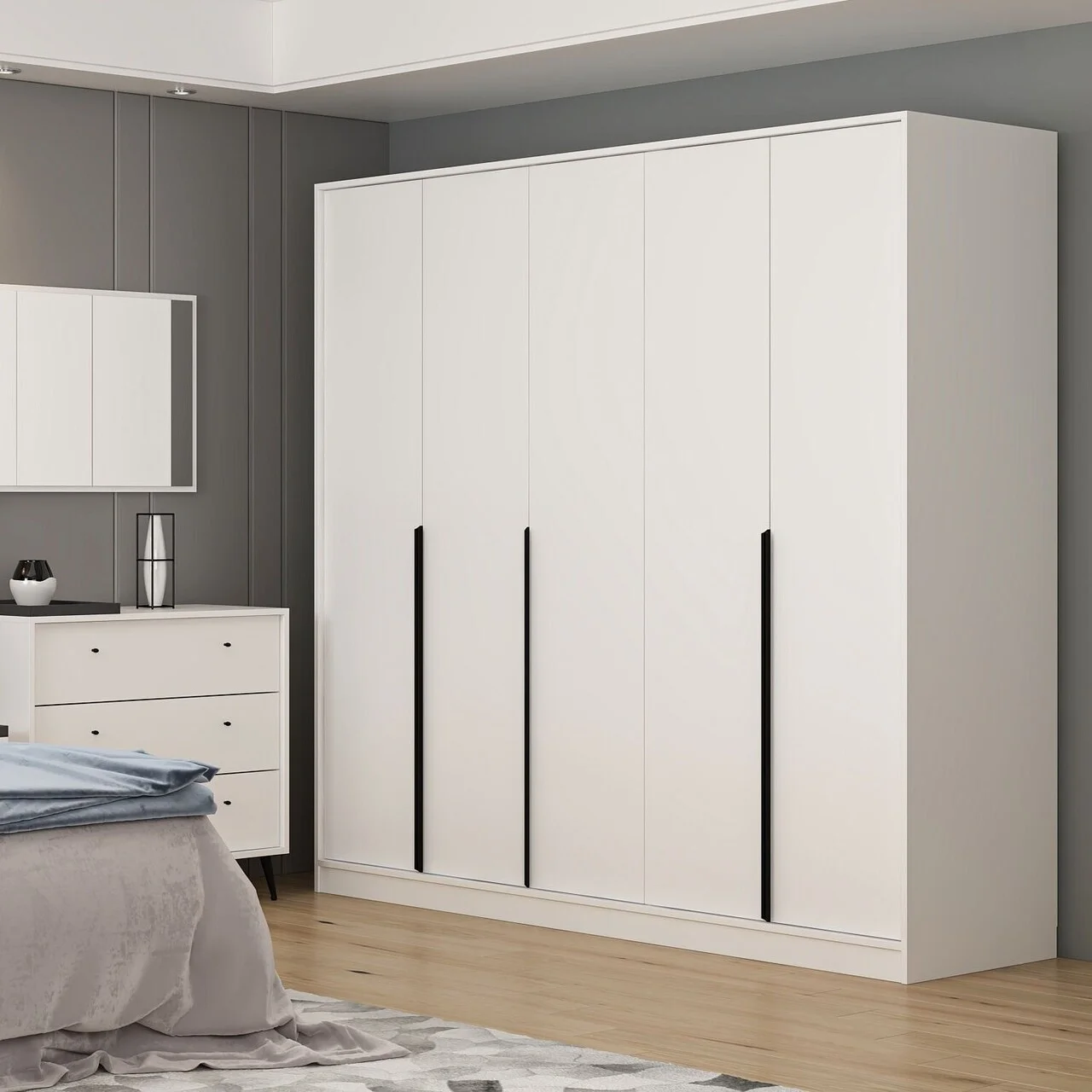 Dulap pentru haine, Hanah Home, Lara, 229x210x60 cm, Alb Dulap pentru haine, Hanah Home, Lara, 229x210x60 cm, Alb