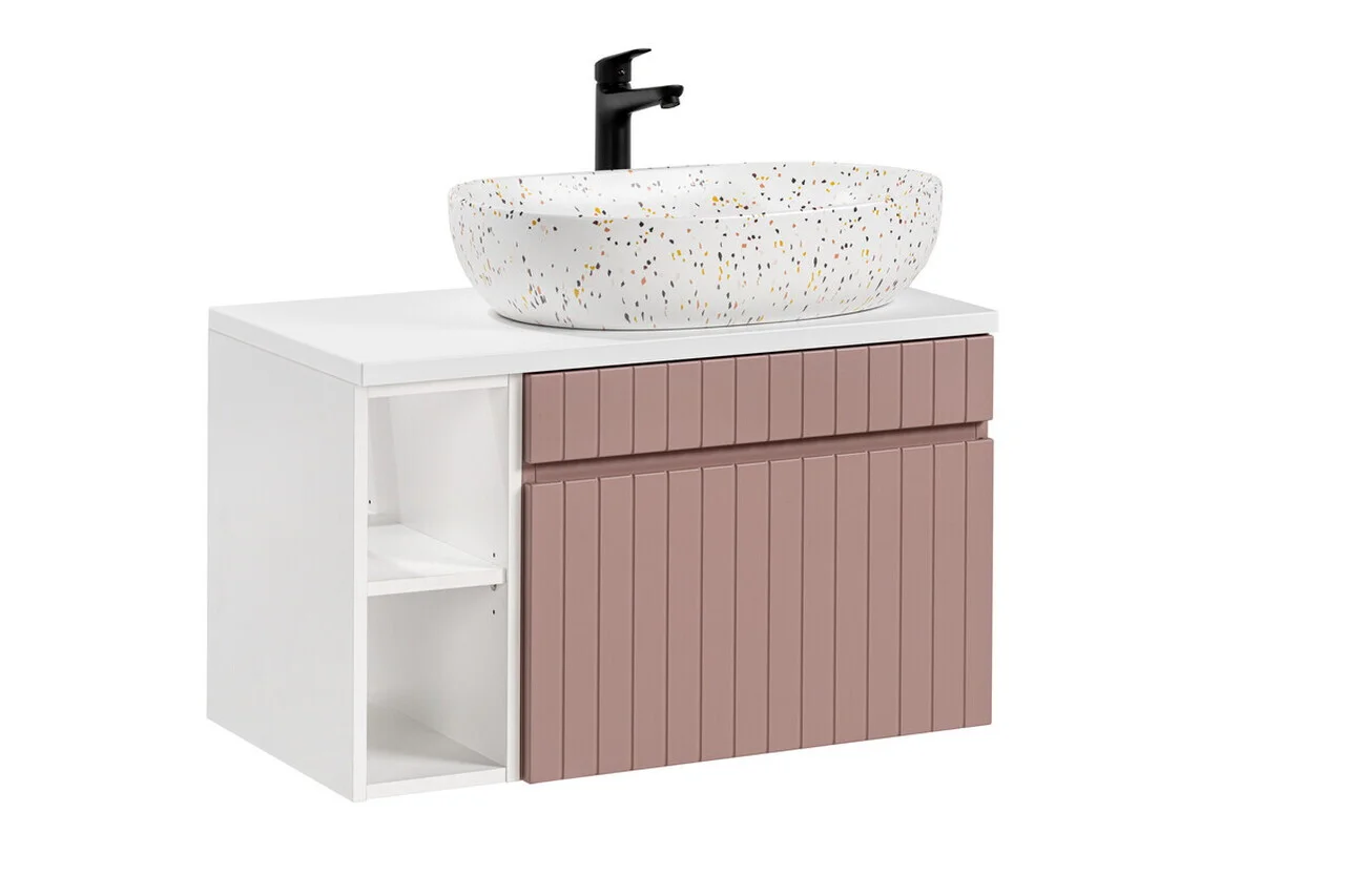 Set mobiler baie, dulap cu lavoar, 80 cm, Iconic Rose, Comad, MDF/PAL laminat, alb Set mobiler baie, dulap cu lavoar, 80 cm, Iconic Rose, Comad, MDF/PAL laminat, alb