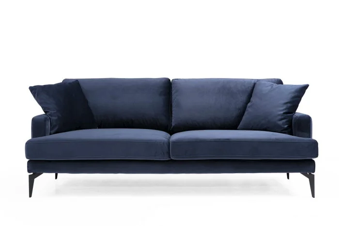 Canapea fixa PAPIRA, 3 locuri, albastru marin, 205x90x88 cm
