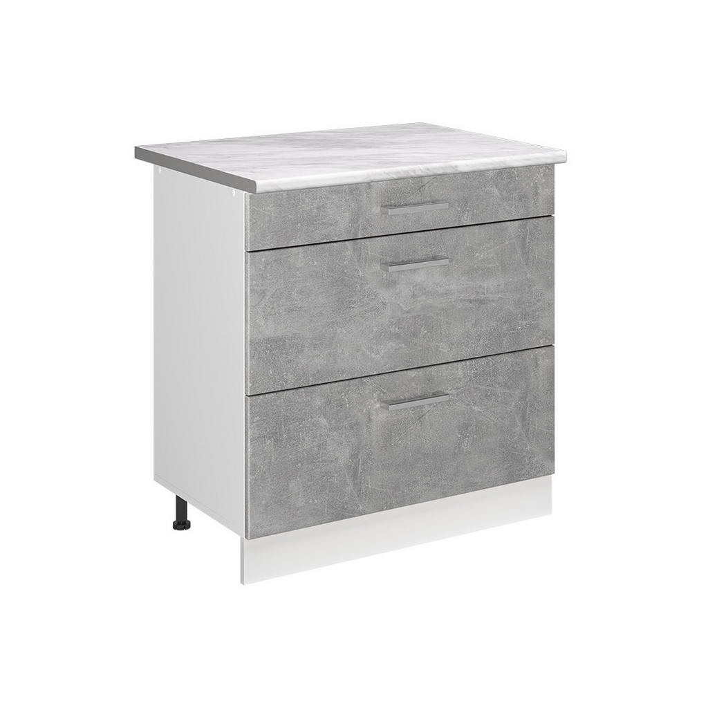 DULAP DE BAZĂ DE BUCĂTĂRIE R-Line, beton/Alb, 80 cm cu 3 sertare стільниця Мармур DULAP DE BAZĂ DE BUCĂTĂRIE R-Line, beton/Alb, 80 cm cu 3 sertare стільниця Мармур