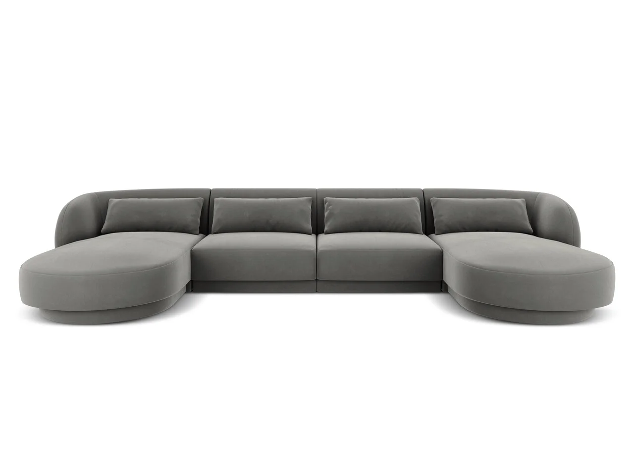 Coltar panoramic 5 locuri, Tulum, Cosmopolitan Design, 330x156x70 cm, catifea, gri deschis Coltar panoramic 5 locuri, Tulum, Cosmopolitan Design, 330x156x70 cm, catifea, gri deschis