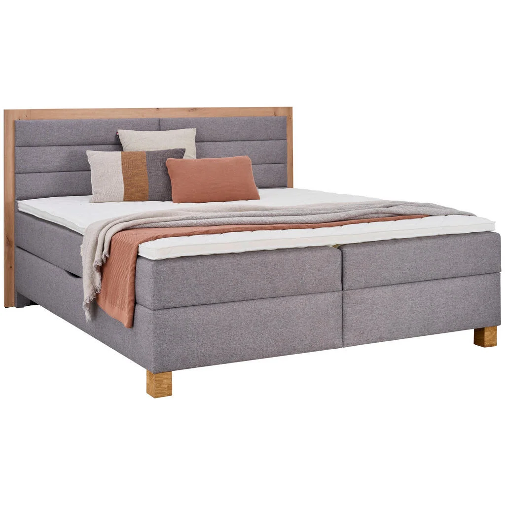 Pat Boxspring, 180/200 cm, gri, stejar Artisan Pat Boxspring, 180/200 cm, gri, stejar Artisan