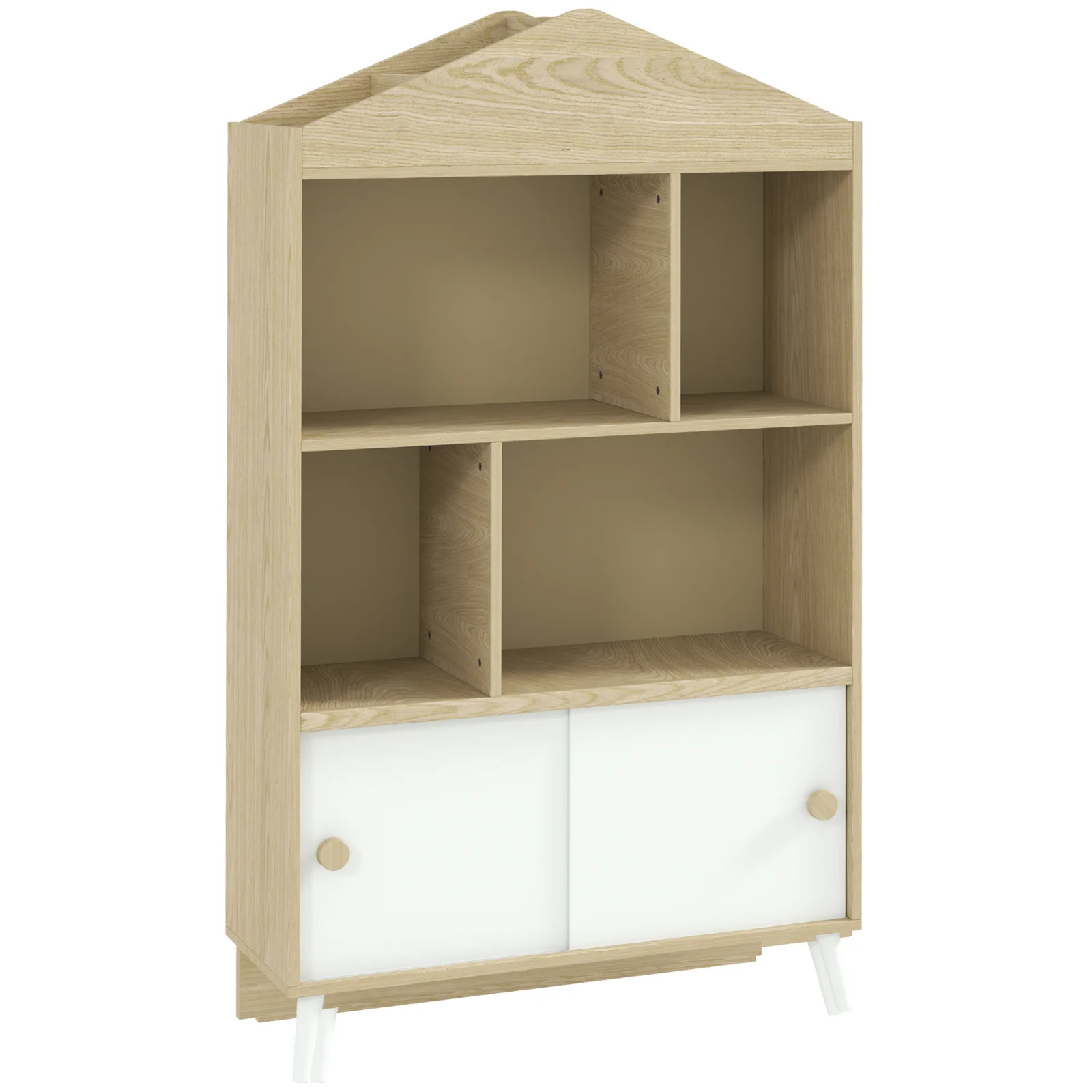 AIYAPLAY Bibliotecă pentru Copii cu 4 Cuburi Deschise și Rafturi Superioare, 80x30x140.5 cm, Alb | Aosom Romania AIYAPLAY Bibliotecă pentru Copii cu 4 Cuburi Deschise și Rafturi Superioare, 80x30x140.5 cm, Alb | Aosom Romania