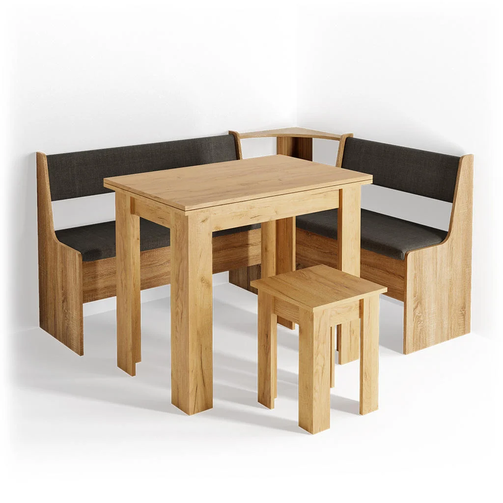 GRUP DE BĂNCI DE COLȚ Roman Stejar Goldkraft 150 x 120 cm cu masa GRUP DE BĂNCI DE COLȚ Roman Stejar Goldkraft 150 x 120 cm cu masa