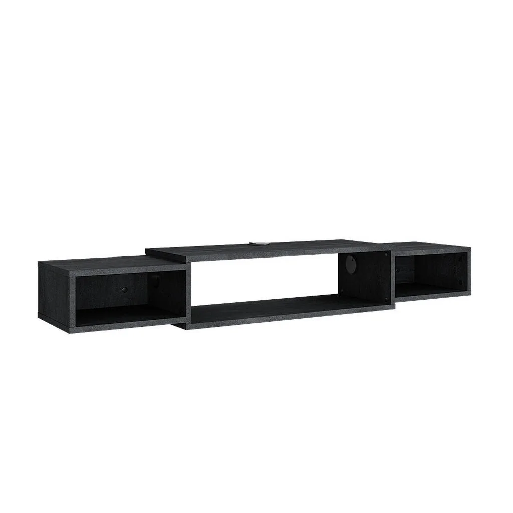 LOWBOARD Nordic Beton negru 139.7x20.3 cm cu rafturi deschise LOWBOARD Nordic Beton negru 139.7x20.3 cm cu rafturi deschise