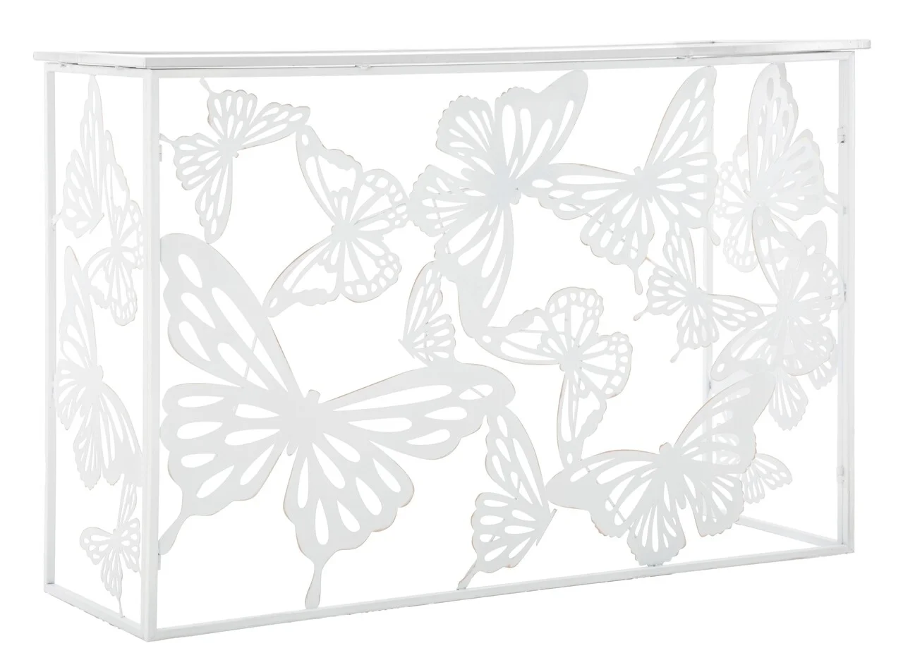 Consola Butterfly, Mauro Ferretti, 121.5x41x81 cm, fier, alb/auriu Consola Butterfly, Mauro Ferretti, 121.5x41x81 cm, fier, alb/auriu