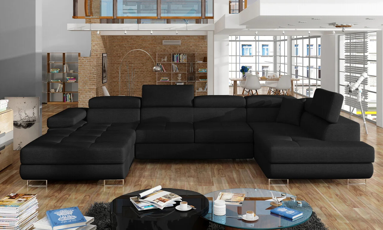 Coltar extensibil dreapta 6 locuri ELTAP, Rod-57, Rodrigo, 345x202x90 cm, lemn/poliester, negru Coltar extensibil dreapta 6 locuri ELTAP, Rod-57, Rodrigo, 345x202x90 cm, lemn/poliester, negru