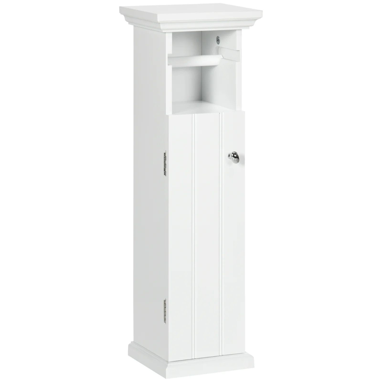 Kleankin Dulap Baie cu Suport Hârtie Igienică MDF 21.5x17.8x66.5cm Alb | Aosom Romania Kleankin Dulap Baie cu Suport Hârtie Igienică MDF 21.5x17.8x66.5cm Alb | Aosom Romania
