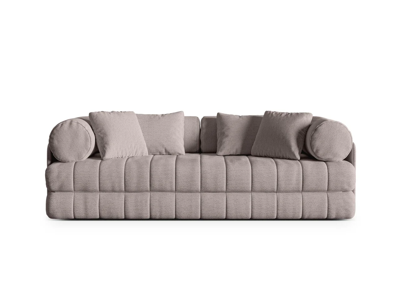 Canapea extensibila 3 locuri, Kemi, Cosmopolitan Design, 206x95x70 cm, tesatura boucle, gri cald Canapea extensibila 3 locuri, Kemi, Cosmopolitan Design, 206x95x70 cm, tesatura boucle, gri cald