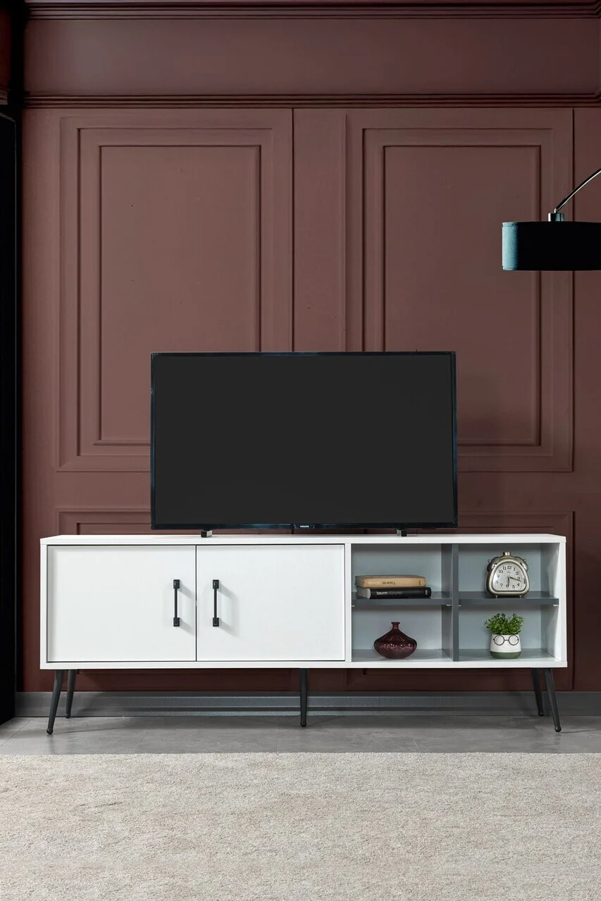 Comoda TV, Hanah Home, Şile 3612, 160x60x35 cm, PAL, Alb / Antracit Comoda TV, Hanah Home, Şile 3612, 160x60x35 cm, PAL, Alb / Antracit