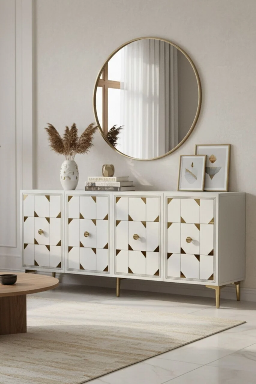Consola, Hanah Home, Moka 150, 150x75x32 cm, Alb/Auriu Consola, Hanah Home, Moka 150, 150x75x32 cm, Alb/Auriu