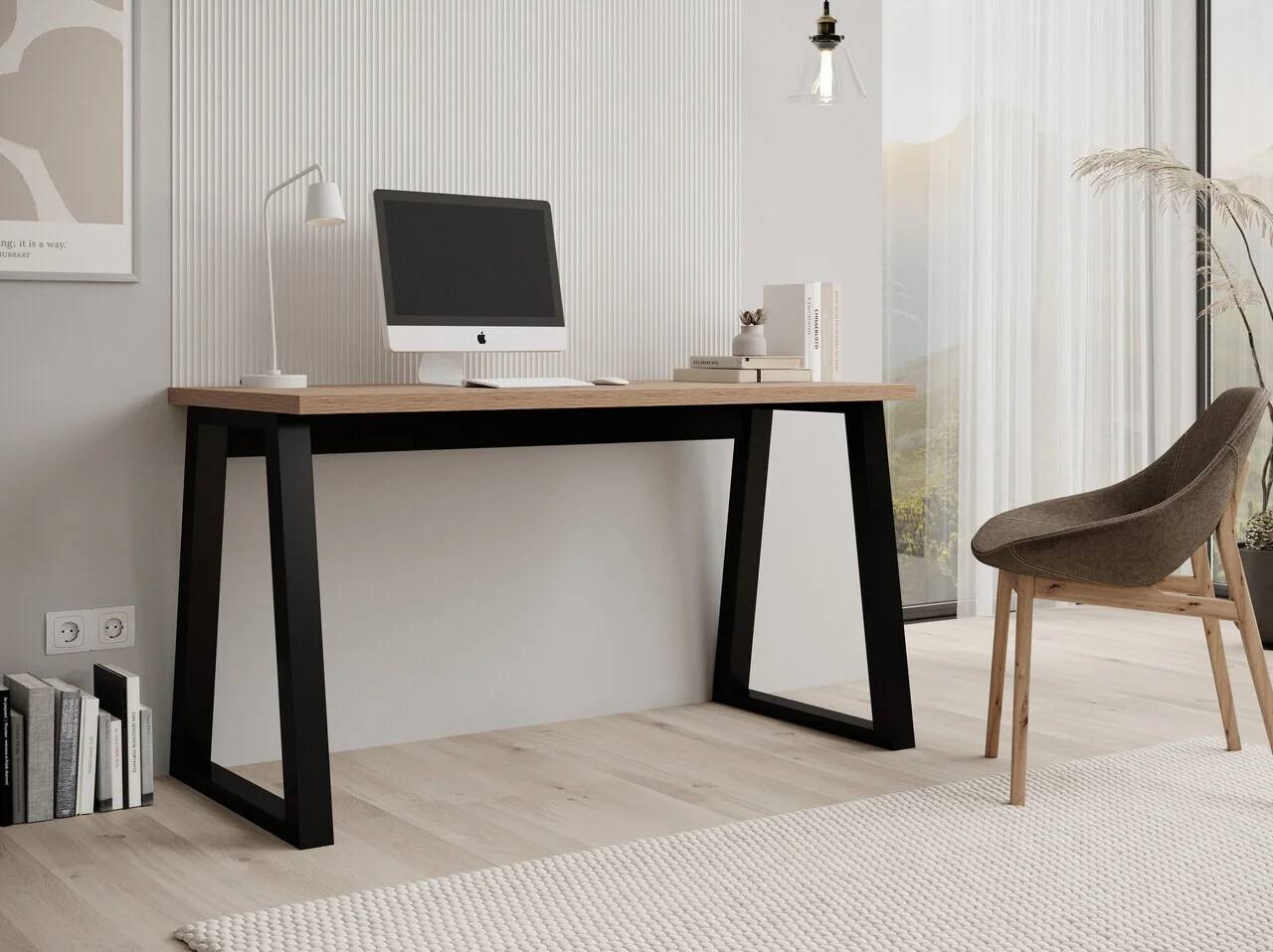 Birou ADRK, Iwo, 135x65x75.2 cm, PAL laminat, artisan/negru Birou ADRK, Iwo, 135x65x75.2 cm, PAL laminat, artisan/negru