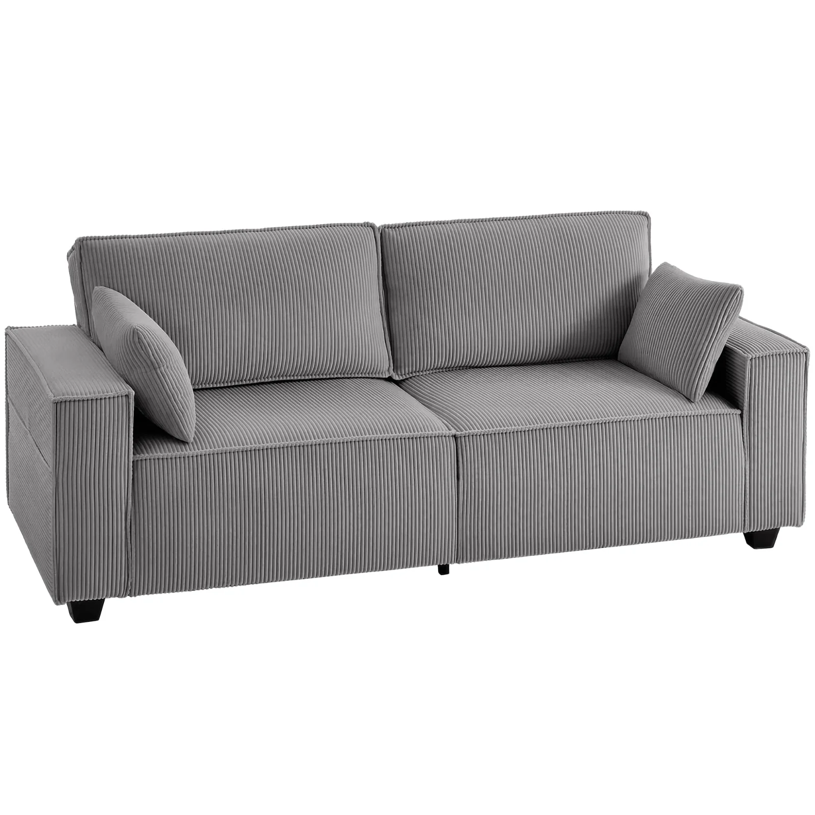 HOMCOM Canapea 3 locuri 218 cm, canapea modernă côtelată cu tapițerie cu arcuri în buzunar, brațe late și 2 perne, gri deschis | Aosom Romania HOMCOM Canapea 3 locuri 218 cm, canapea modernă côtelată cu tapițerie cu arcuri în buzunar, brațe late și 2 perne, gri deschis | Aosom Romania
