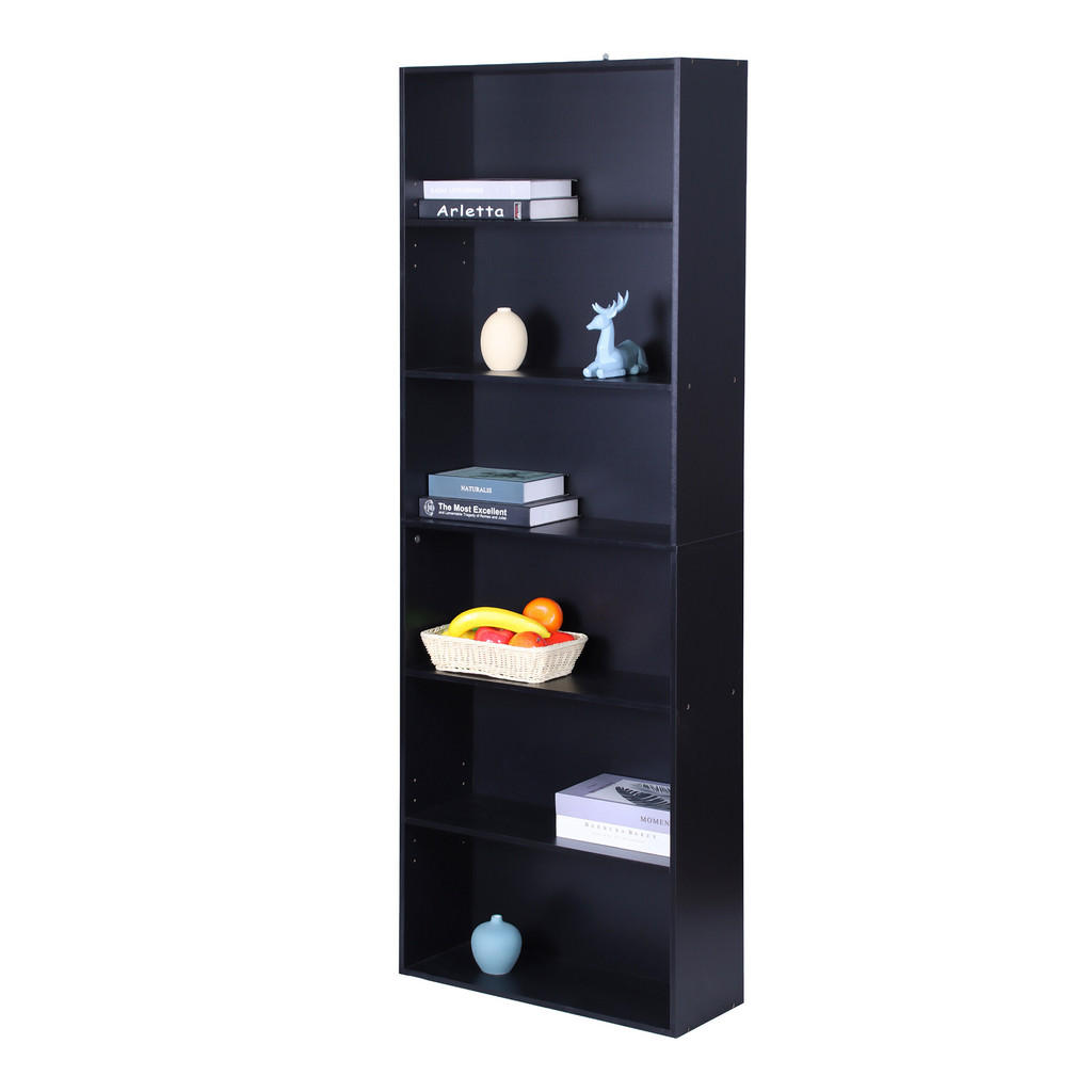 BIBLIOTECĂ Negru 6 niveluri rafturi reglabile BIBLIOTECĂ Negru 6 niveluri rafturi reglabile