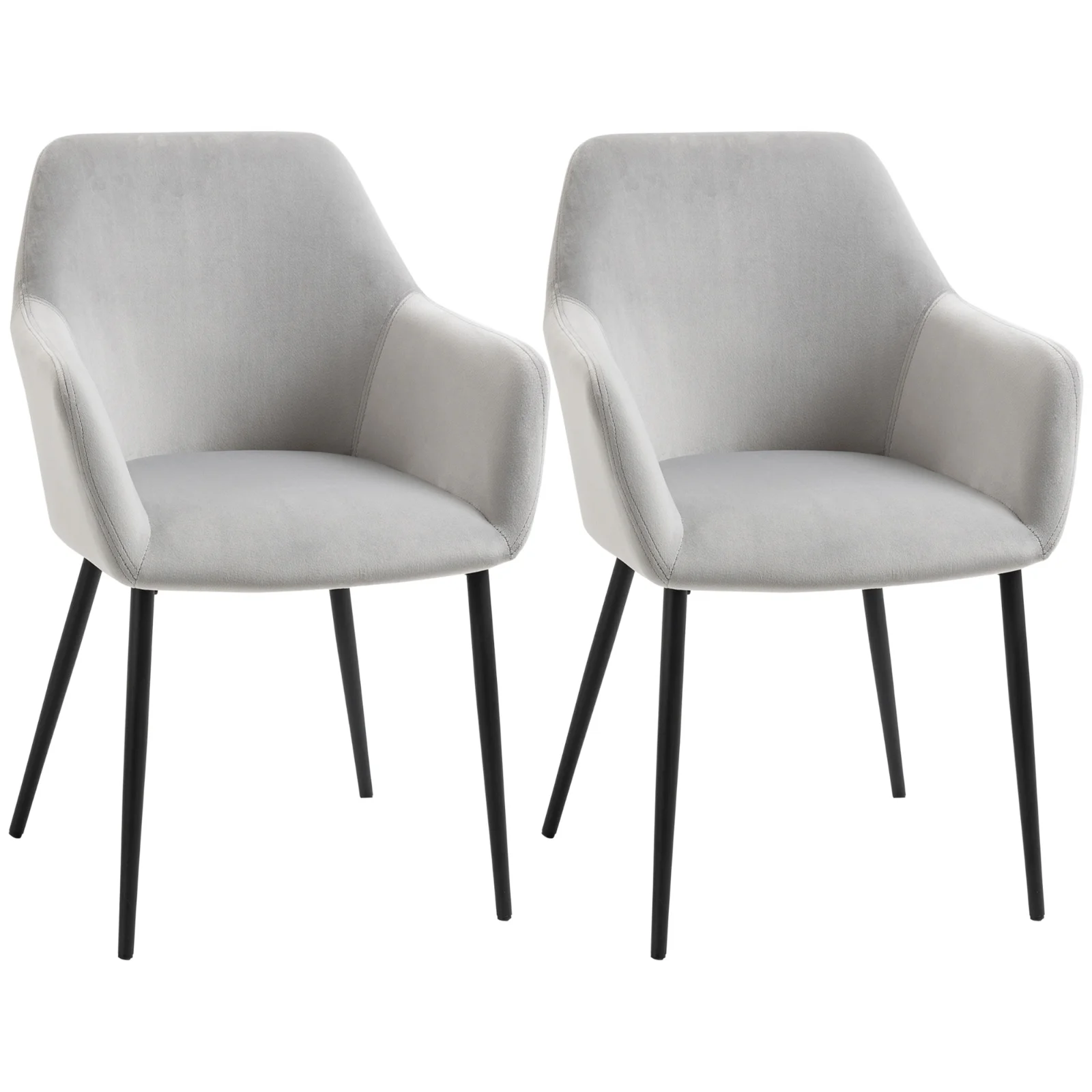 HOMCOM Set de 2 Scaune de Sufragerie Decorative din Catifea Gri Deschis pentru Living sau Dining | Aosom Romania HOMCOM Set de 2 Scaune de Sufragerie Decorative din Catifea Gri Deschis pentru Living sau Dining | Aosom Romania