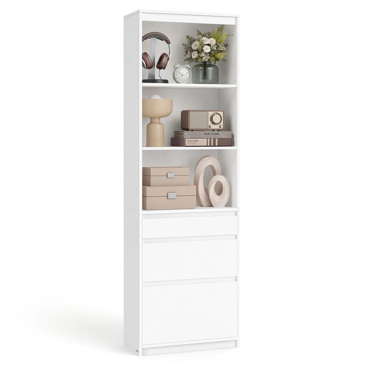 Biblioteca cu 3 sertare Kailyn, Vasagle, 57.1x30x180 cm, PAL, alb snow Biblioteca cu 3 sertare Kailyn, Vasagle, 57.1x30x180 cm, PAL, alb snow