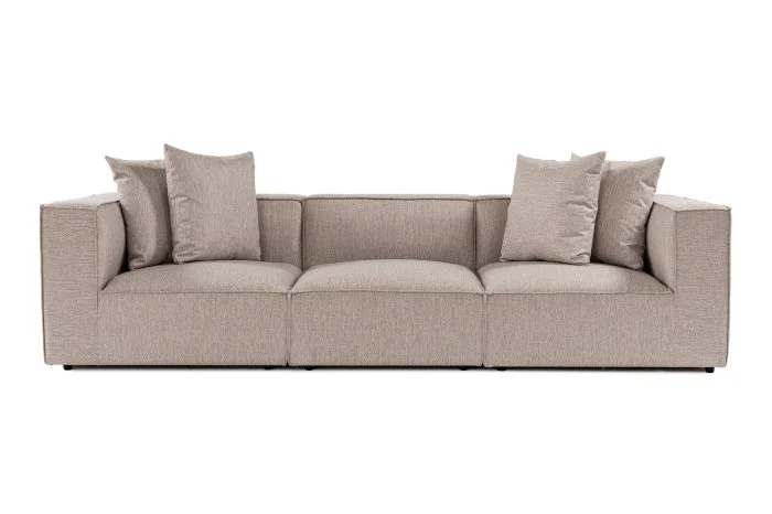 Canapea fixa SORA, 3 locuri, bej nisip, 270x95x65 cm