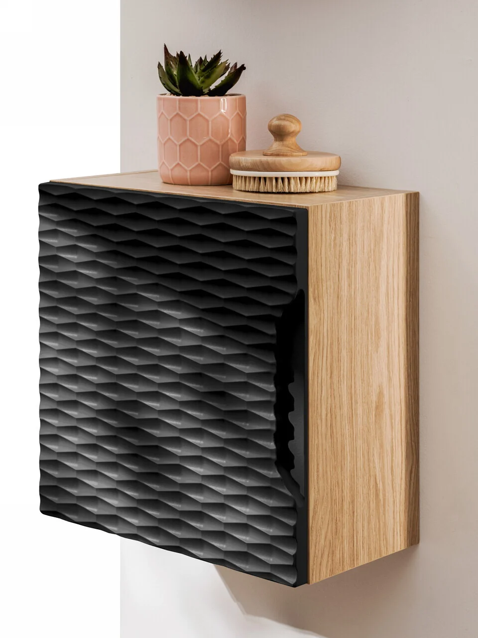 Dulap suspendat cu 1 usa, Ocean Black, Comad, 35x19x35 cm, MDF/PAL laminat, negru mat/stejar Dulap suspendat cu 1 usa, Ocean Black, Comad, 35x19x35 cm, MDF/PAL laminat, negru mat/stejar