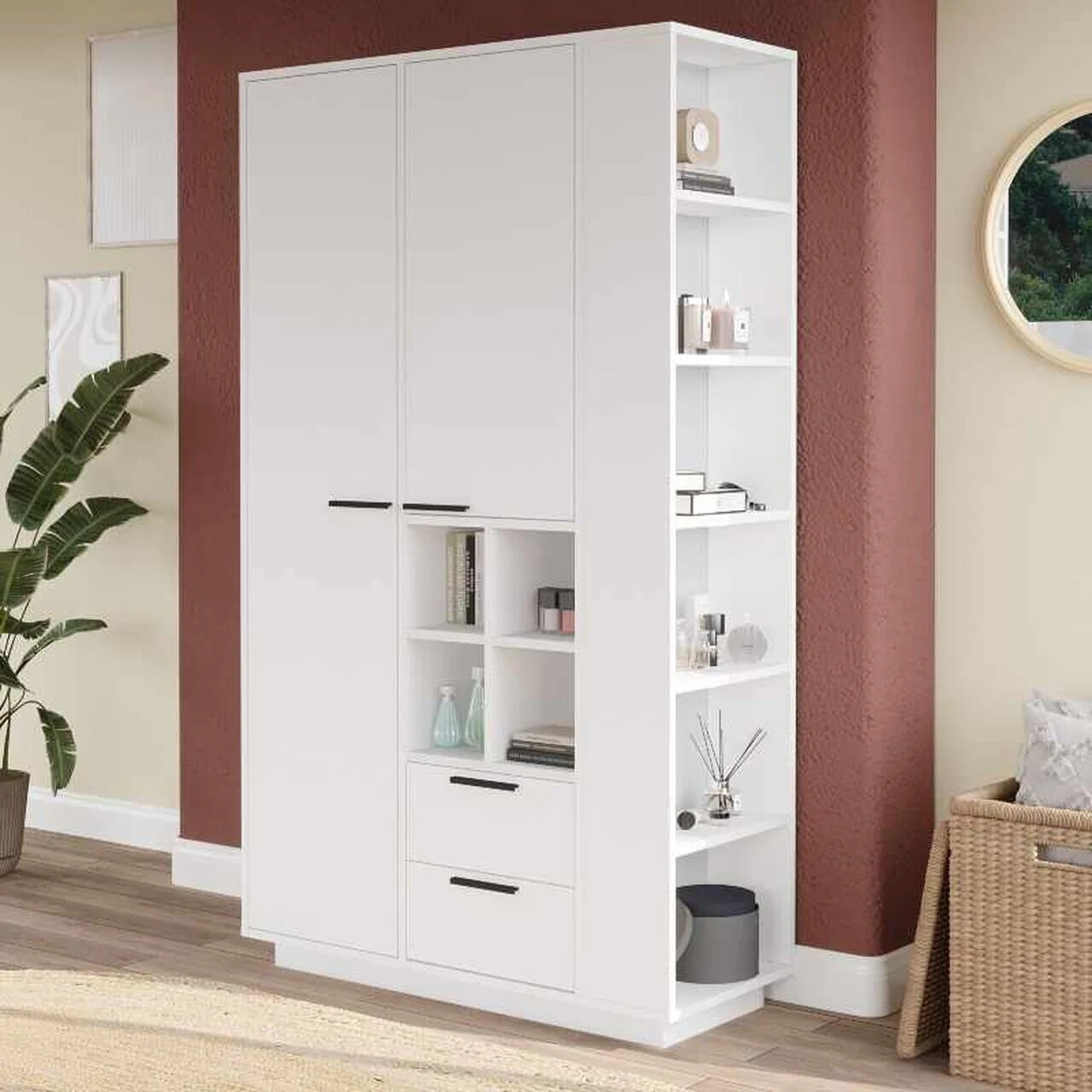 Dulap multifunctional, Hanah Home, Frt1-W, 110x190x45 cm, PAL, Alb Dulap multifunctional, Hanah Home, Frt1-W, 110x190x45 cm, PAL, Alb