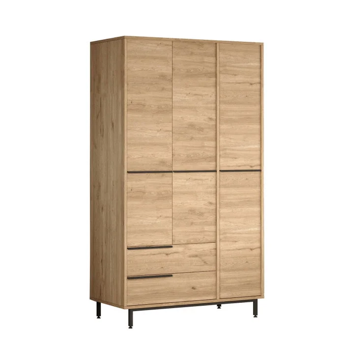 Dulap ON15-S, 3 usi, 2 sertare, nuc, 112,2x55x195,6 cm