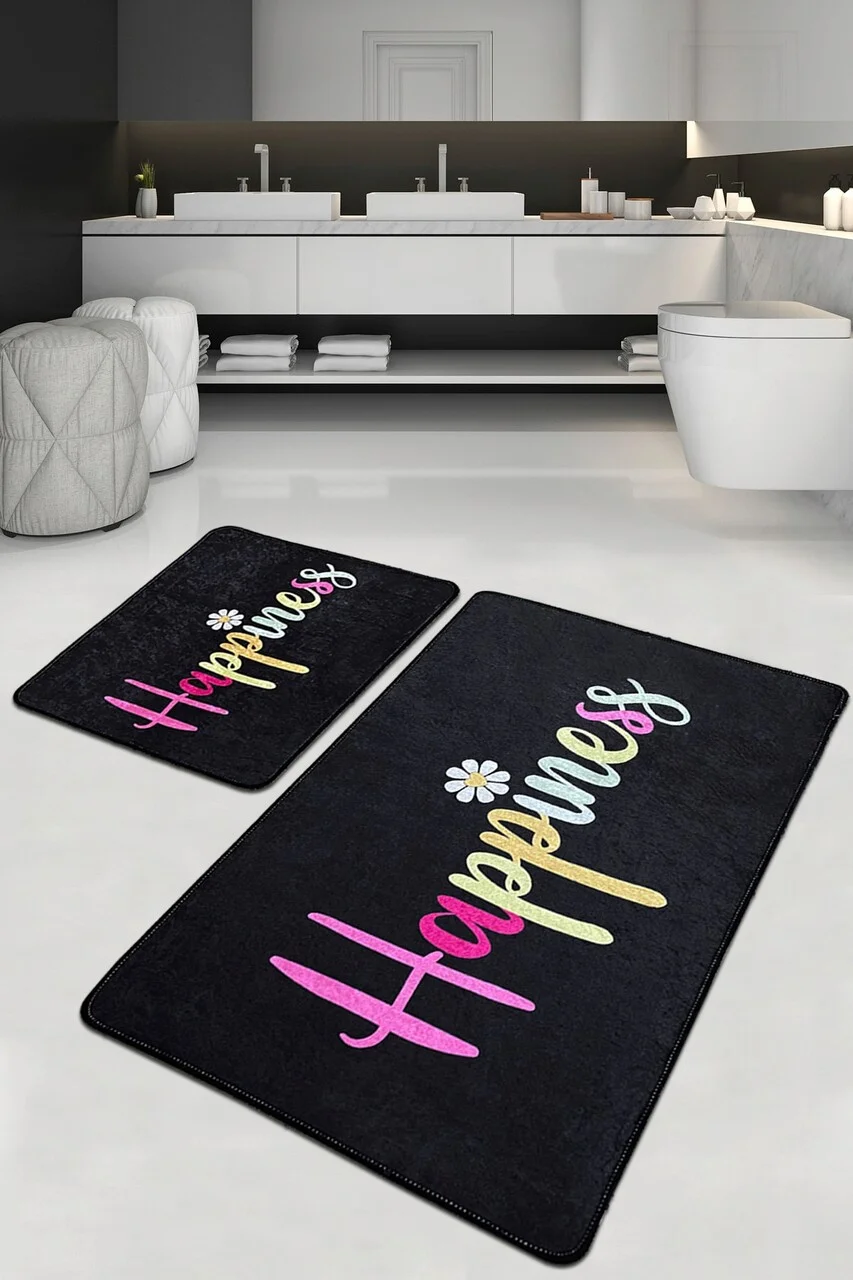 Set covorase de baie, L'essentiel Maison, Happiness Djt, Poliester, Multicolor Set covorase de baie, L'essentiel Maison, Happiness Djt, Poliester, Multicolor