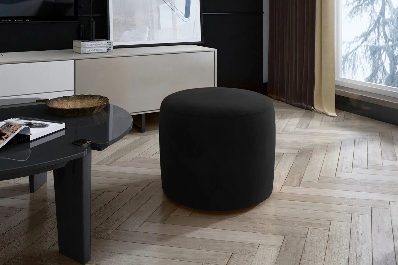 Taburet ELTAP, Linsy, 40x43 cm, lemn/poliester, negru Taburet ELTAP, Linsy, 40x43 cm, lemn/poliester, negru