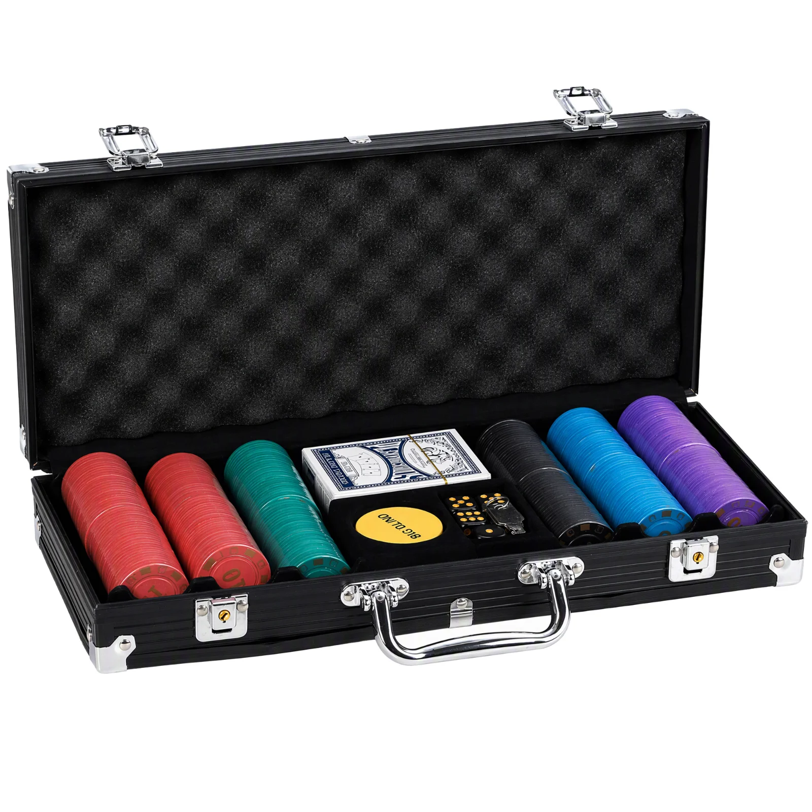 SPORTNOW Set Texas Hold’em cu 300 de jetoane cu valori, covoraș și valiză, negru | Aosom Romania SPORTNOW Set Texas Hold’em cu 300 de jetoane cu valori, covoraș și valiză, negru | Aosom Romania
