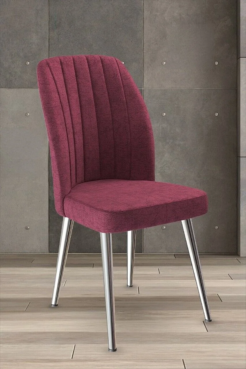 Set scaune 6 piese, Hanah Home, Platinum, Burgundia / Crom Set scaune 6 piese, Hanah Home, Platinum, Burgundia / Crom