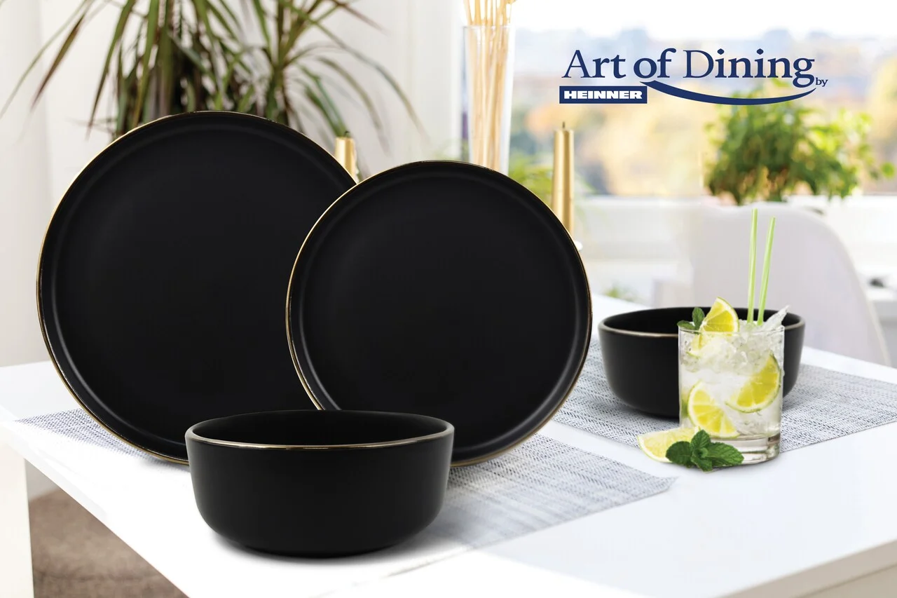 Serviciu de masa Imperial, Art of Dining by Heinner, 18 piese, ceramica, negru/auriu Serviciu de masa Imperial, Art of Dining by Heinner, 18 piese, ceramica, negru/auriu