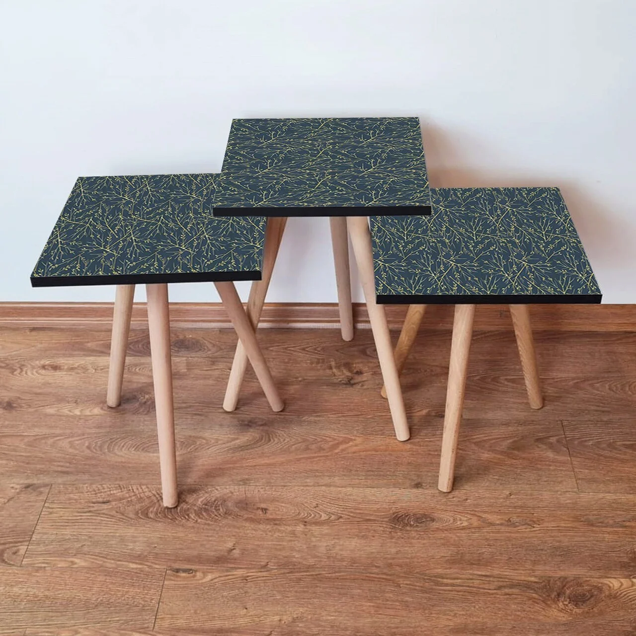 Set masute 3 piese, Hanah Home, 3Shp236, Gri / Auriu Set masute 3 piese, Hanah Home, 3Shp236, Gri / Auriu