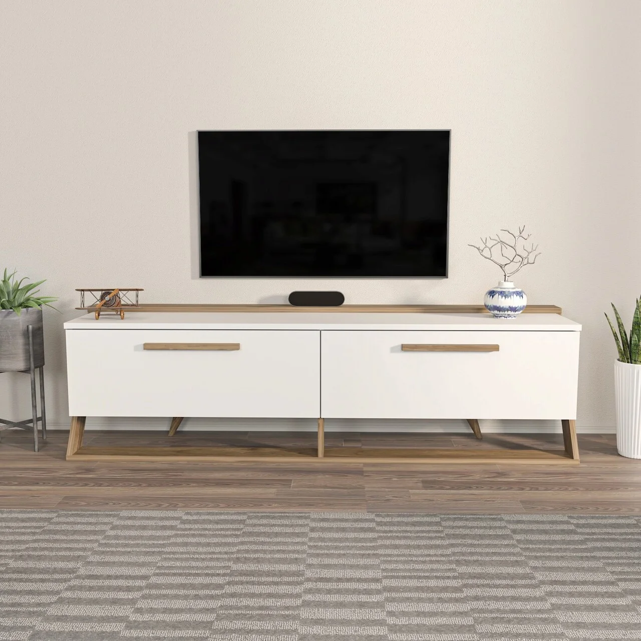 Comoda TV, Hanah Home, Astrid, 163.8x46.8x36.6 cm, Alb/Maro Comoda TV, Hanah Home, Astrid, 163.8x46.8x36.6 cm, Alb/Maro