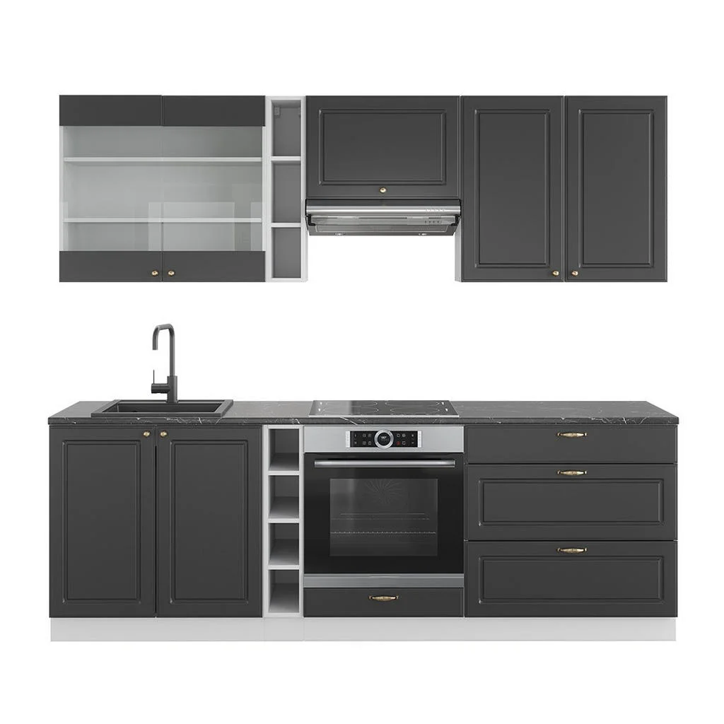 KITCHENETTE Fame-Line Antracit auriu/alb 235 cm fara blat KITCHENETTE Fame-Line Antracit auriu/alb 235 cm fara blat