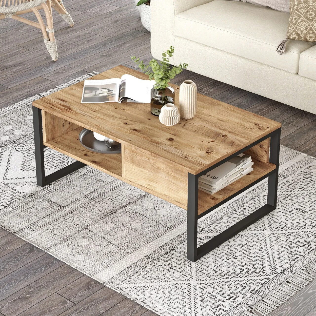 Masuta de cafea, Hanah Home, Ml34-A, 100x44.4x59.7 cm, Maro Masuta de cafea, Hanah Home, Ml34-A, 100x44.4x59.7 cm, Maro